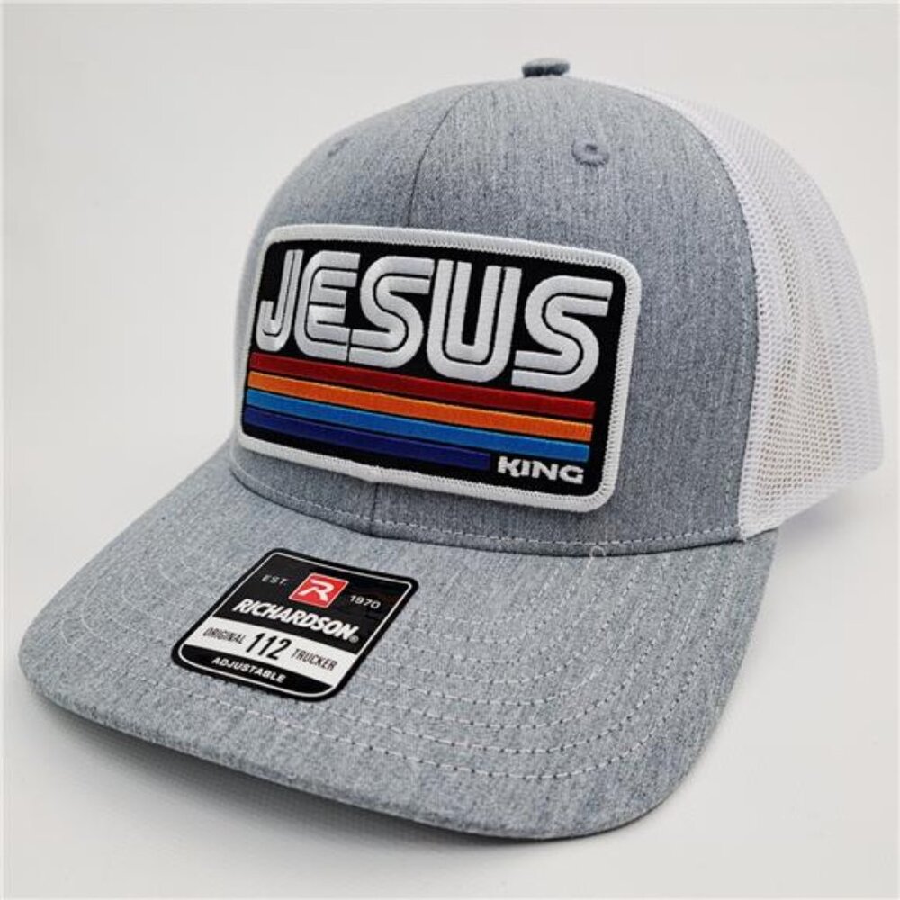 Retro Richardson 112 "Jesus King" Retro Patch Trucker Hat - Handcrafted USA! Cap